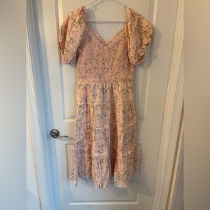 Ivy City Co Pink Floral Midi Dress